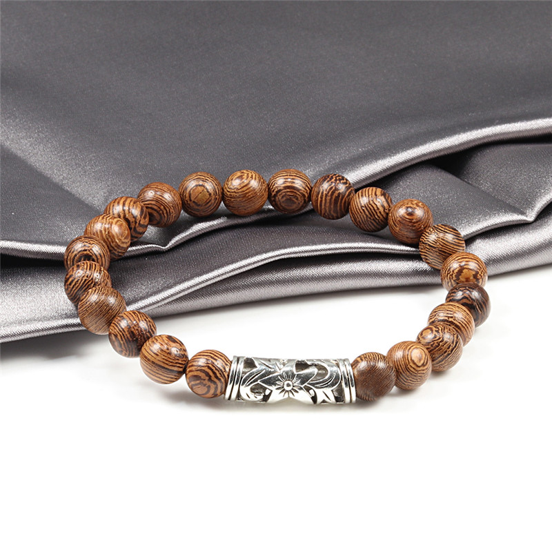 Hot Sale Men Natural Wood Beads Bracelets Healing Buddha Cross Owl Helmet 7 Chakras Beaded Bracelets&Bangles Women Yoga Jewelry
