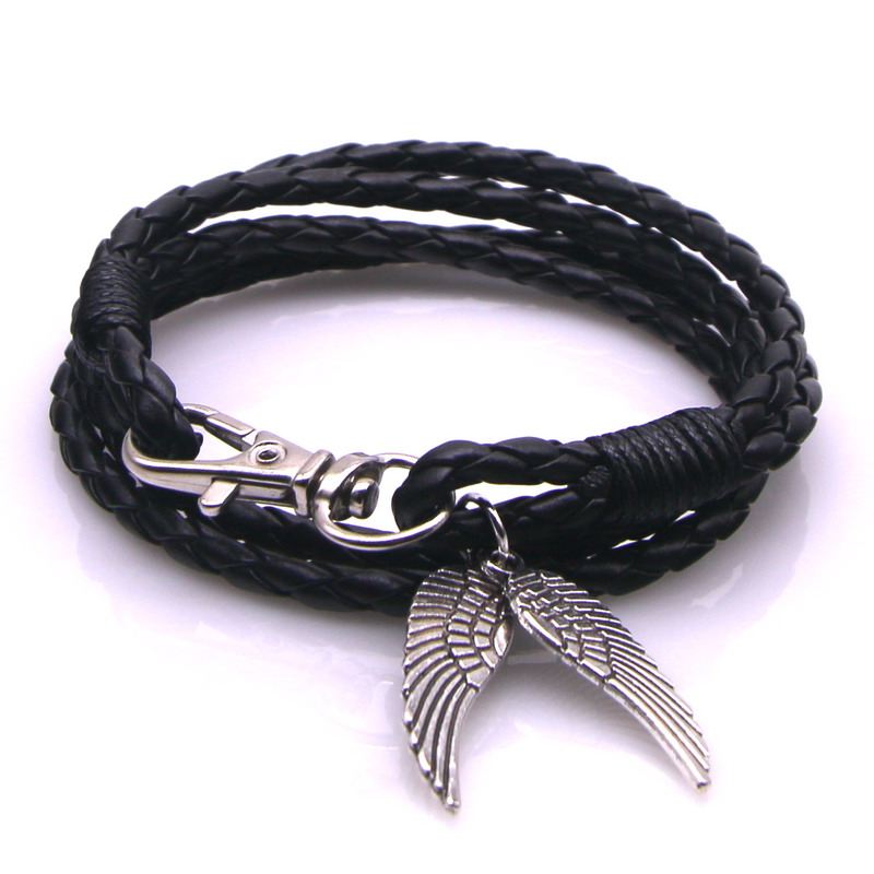 Mens Leather Bracelet Leather Bangles for Men Lobster Buckle Cowhide Braided Multi Layer Wrap Bracelet man pulseras para hombre