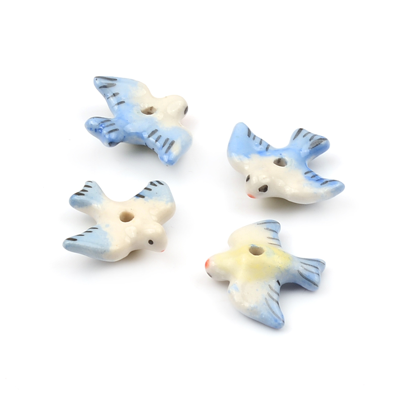 20x22mm Cute Hand Painted Swallow Shape Ceramic Beads DIY Animal Loose Beads For Jewelry Making Bracelet Earring Accessories