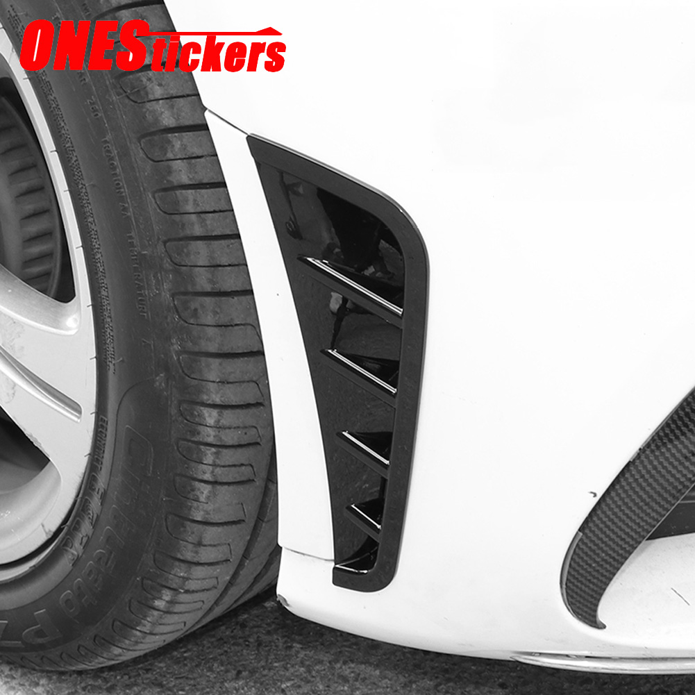 Pegatina de cubierta embellecedora de salida de aire lateral de parachoques delantero de coche para Mercedes Benz A C CLA GLC Class AMG W177 W205 C118