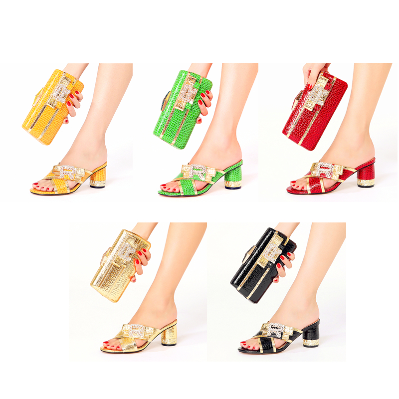Shoe Bag Set Ladies Latest Design Luxury Sexy High Heels Ladies Slippers Nigeria Suitable for Wedding Party Ceremony Birthday