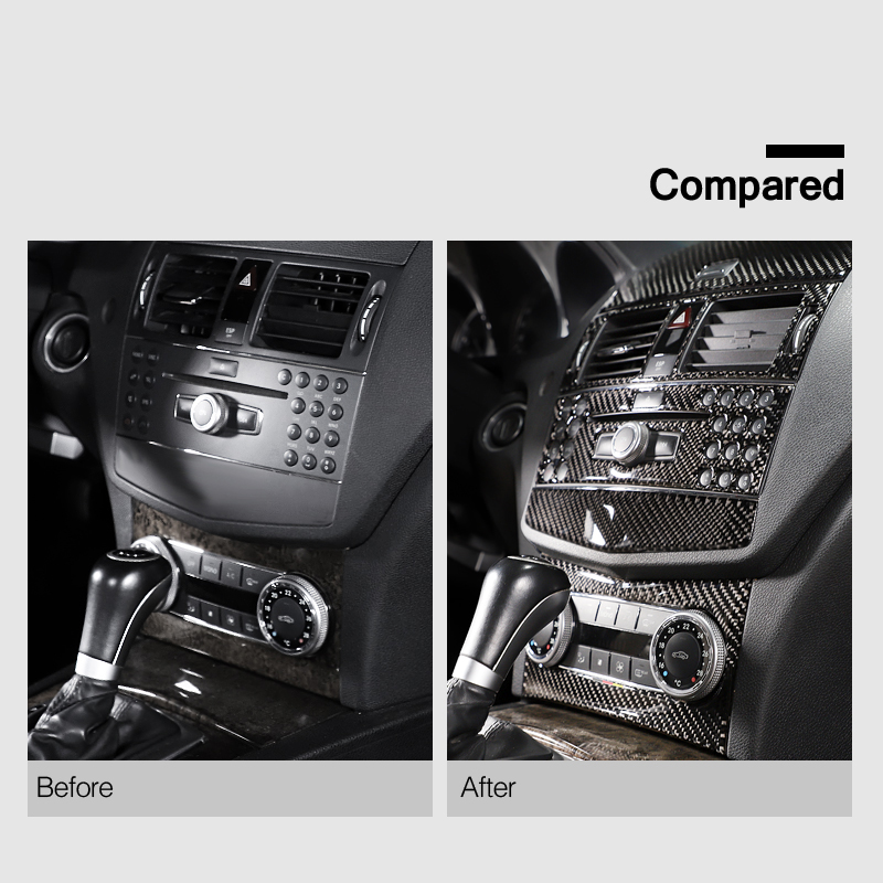 Car Central Control CD Panels Decor Sticker Cover Trim Frame Decorative Fit For Mercedes Benz W204 2007 2008 2009 2010