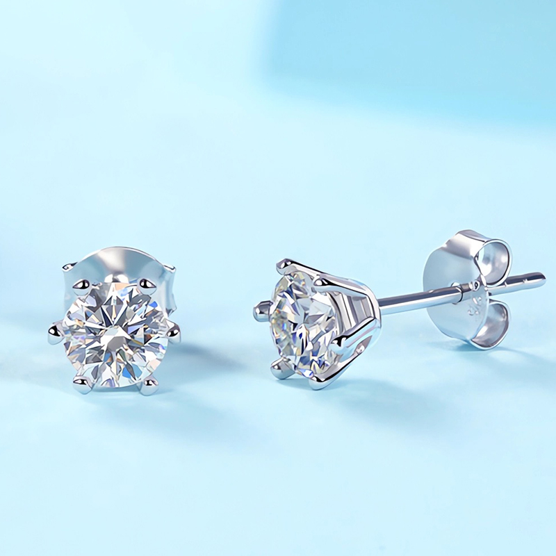 D Color 0.5 CT 100% Moissanite Stud Earrings for Women Ear Studs 925 Silver White Gold Plated Jewelry Pass Diamond Test