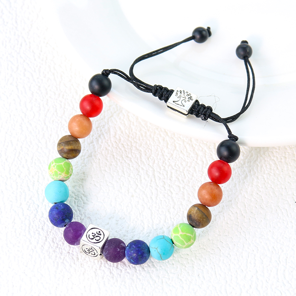 Genuine Stone Lava Bracelet Tree of Life Chakra Om Yoga Crystal Onyx Energy Reiki Healing Adjustable Beaded Bangle Women Jewelry