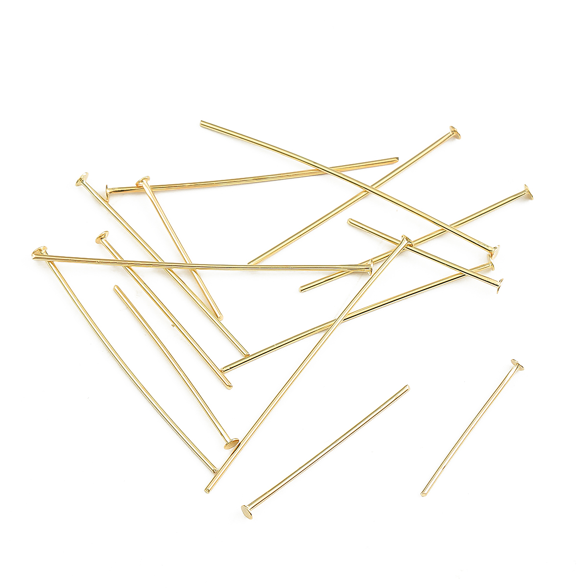 50Pcs/Lot 18K Real Gold Plated 20/25/30/35/40mm Supplies For Jewelry Findings Flat Head Pins DIY Jewelry Making Components