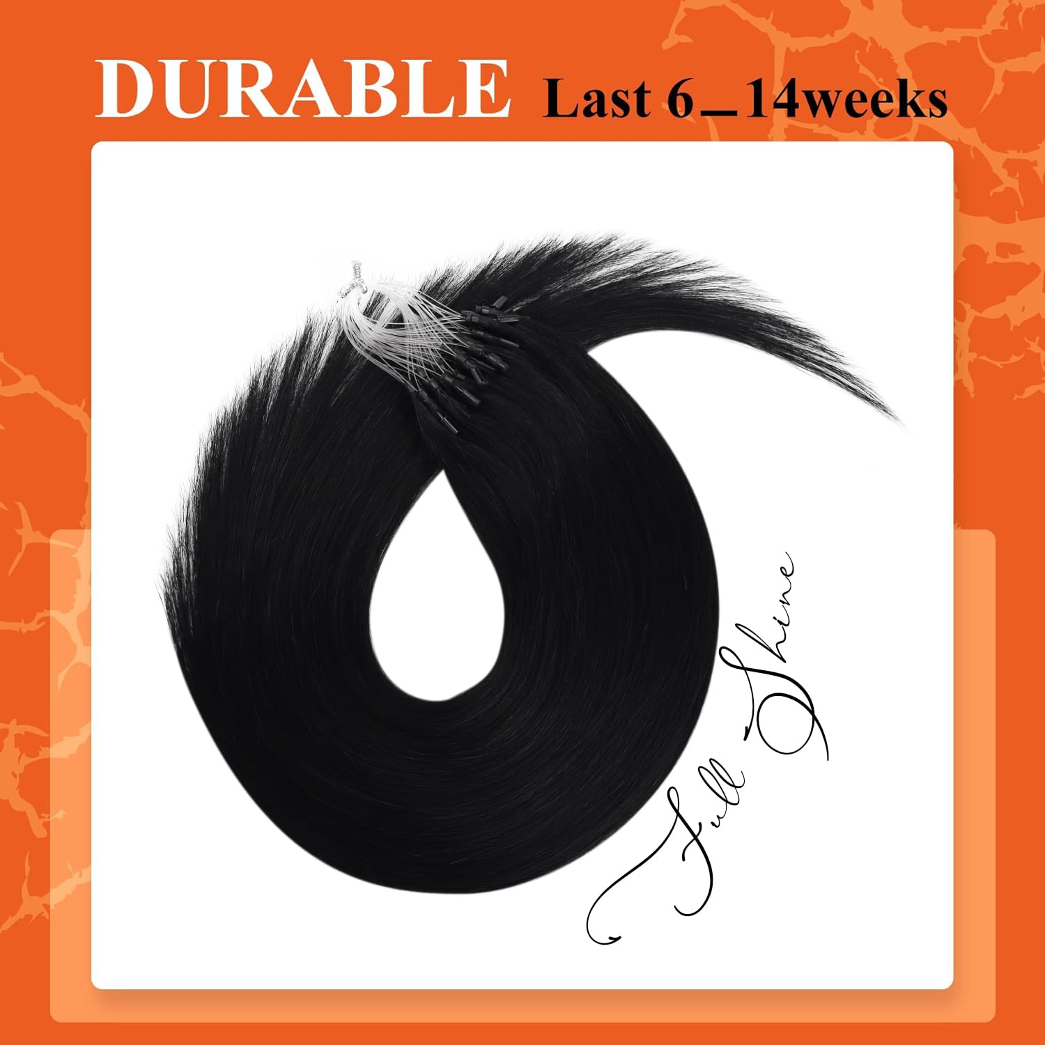 Full Shine Full Shine Micro Ring Hair Extensions 14-24 inch natural wave 100% human hair 50 Gram Straight Natural Seamless