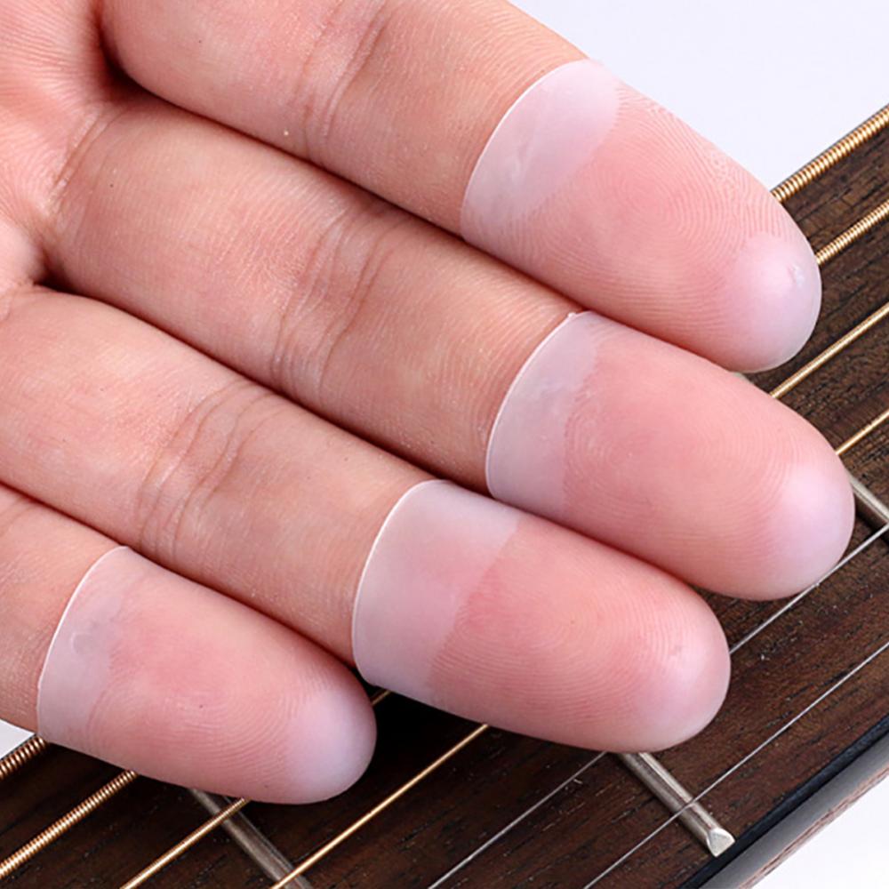 4Pcs Ultra-thin Left Hand Guitar Fingertip Protector Silicone Finger Guard Cover