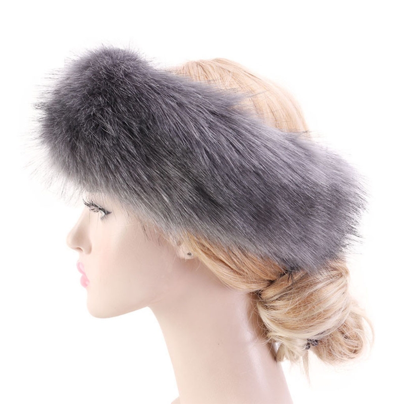 Winter Furry Hairband Elastic Faux Fur Headband Hat Ski Hats Winter Outdoor Ear Warmer Soft Warm Earmuff Head Wraps