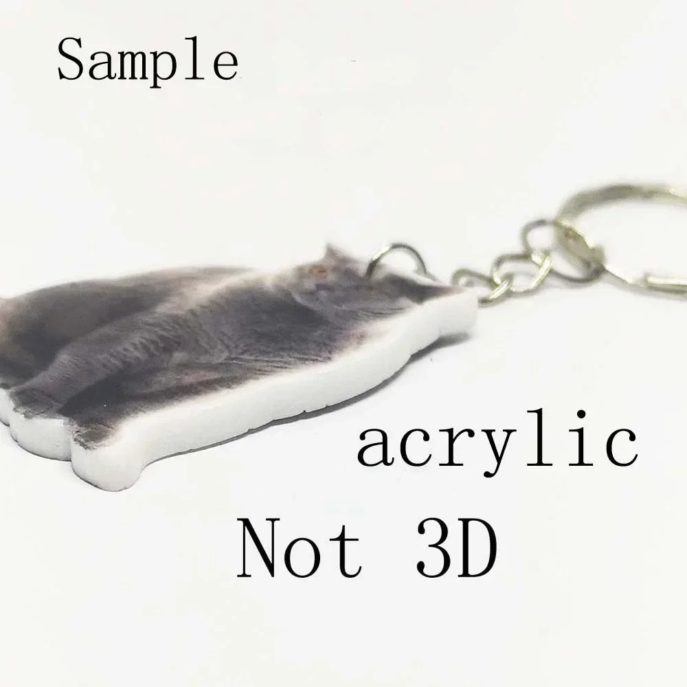English Blue Cat Acrylic Keyring Clean Animal Cats Phone Charm 2D Keychain Men Key Chain Ring with Wing Gift for Women Girl Toy