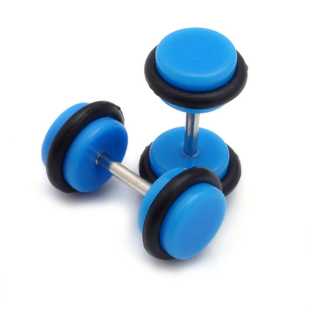 Alisouy New Beauty Acrylic Stud Earrings 1 pair Body Piercing Women Men Studs Ear Plug White Black Green Pink Blue Purple color