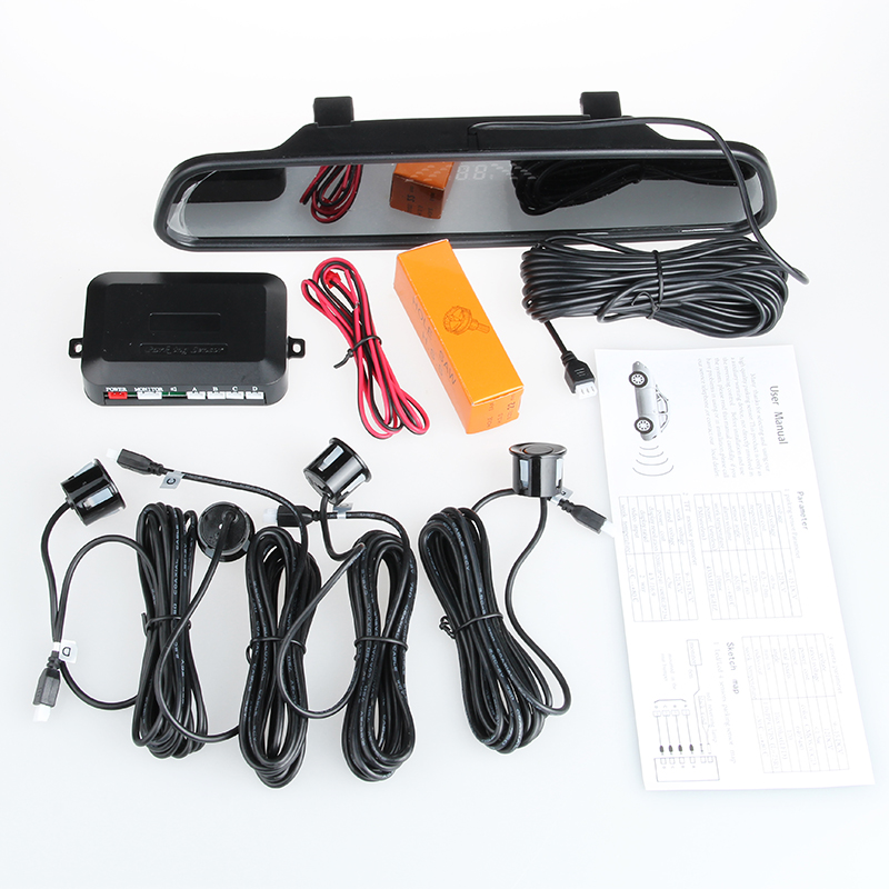 Rear Video Parking 4 Sensor System Full Kits Mirror Monitor Rear View Radar Monitor System Car Parktronic Detector De Radar