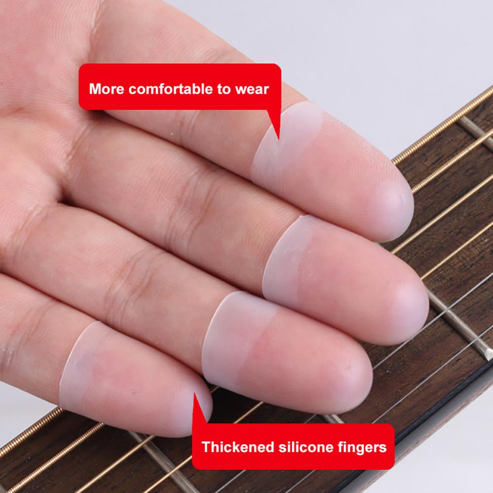 4Pcs Ultra-thin Left Hand Guitar Fingertip Protector Silicone Finger Guard Cover