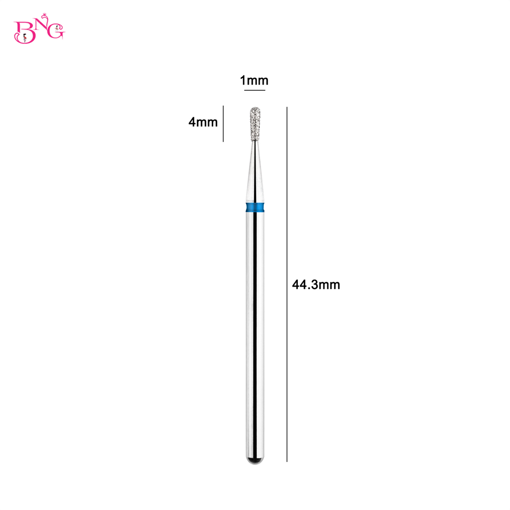 BNG Diamond Cuticle Drill Bit Pear Shape Cutters For Manicure 3/32" Dead Skin Nail Bits Professional Remove Nail Gel Tools
