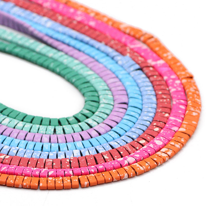 Matte Color 5x2mm Splash-Ink Two Hole Rectangle Rubber Hematite Natural Stone Spacer Loose Beads For Jewelry Making Diy Bracelet