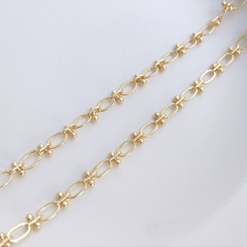 Pure Brass 14K Gold Plated Circle Link Beads Chains Bulk for Necklace Bracelet Making DIY Jewelry Handbags Findings Accessories