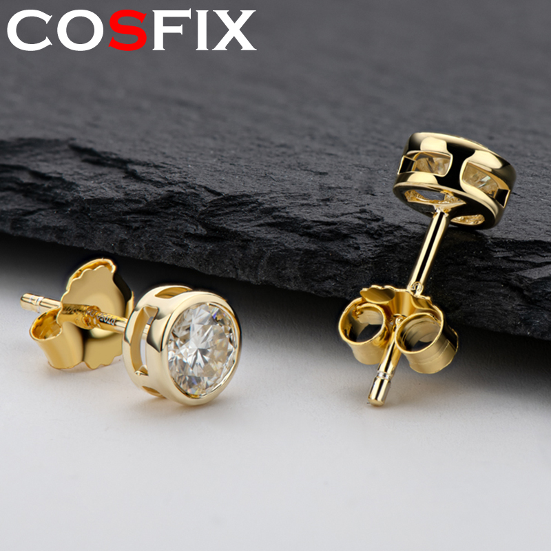 DJMAX Real 0.5/1 Carat D Color Moissanite Diamond Stud Earrings for Women 100% 925 Sterling Silver Sparkling Moissanite Jewelry