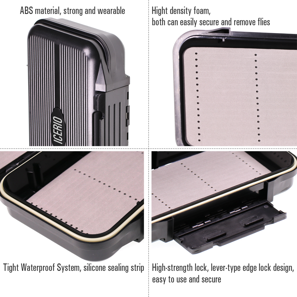 ICERIO Fly Fishing Tackle Box Lure Fish Hook Waterproof Double Sided Plastic Baits Storage Case Strength Flies Fishhook Box