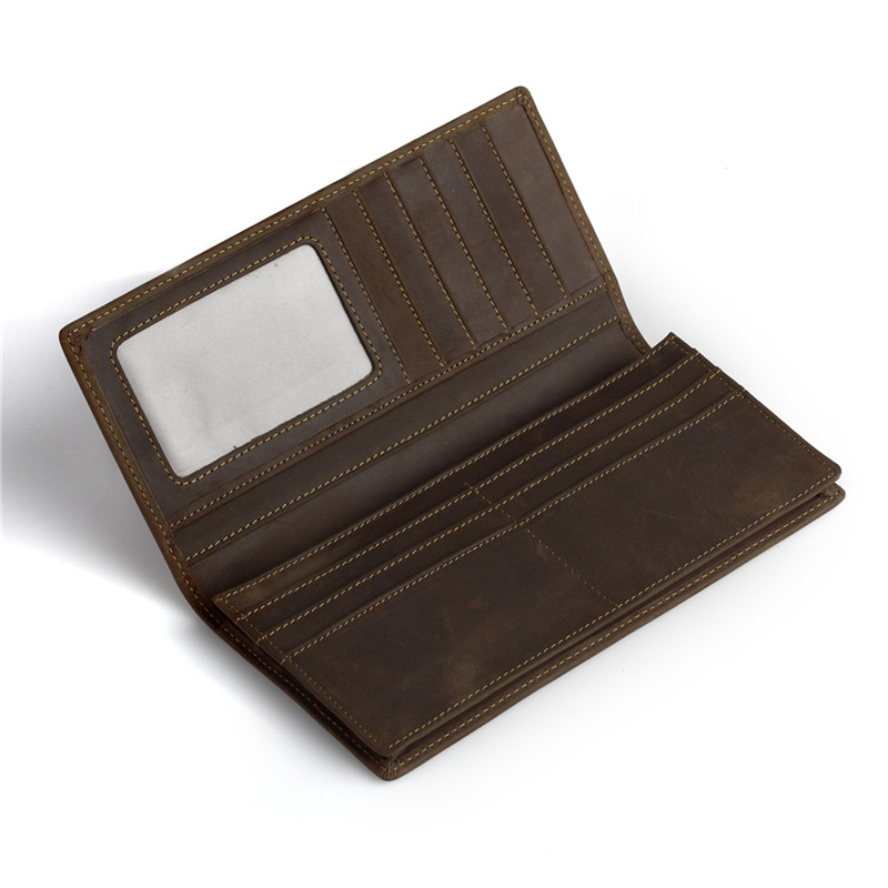 Nesitu Long Size Vintage Brown 100% Guarantee Real Skin Genuine Leather Men Wallets Cowhide Man Purse #M8030