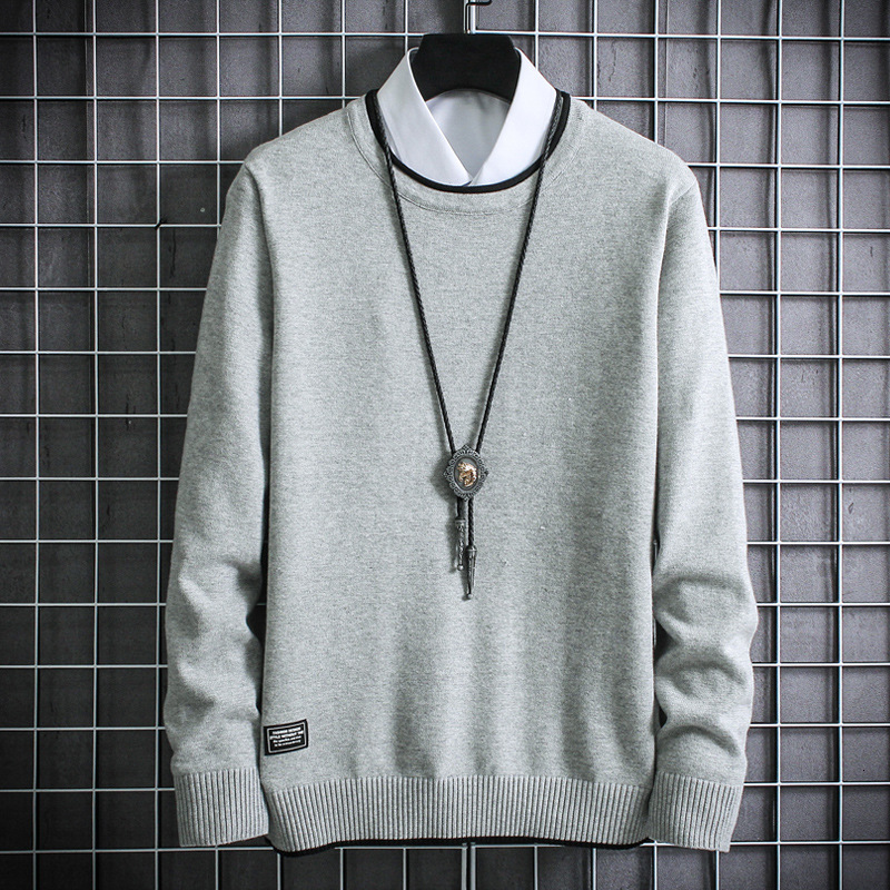 New mens sweater for autumn and winter Korean version trendy and warm interior with round neck sweater and knitted sweater as the base for mens clothi