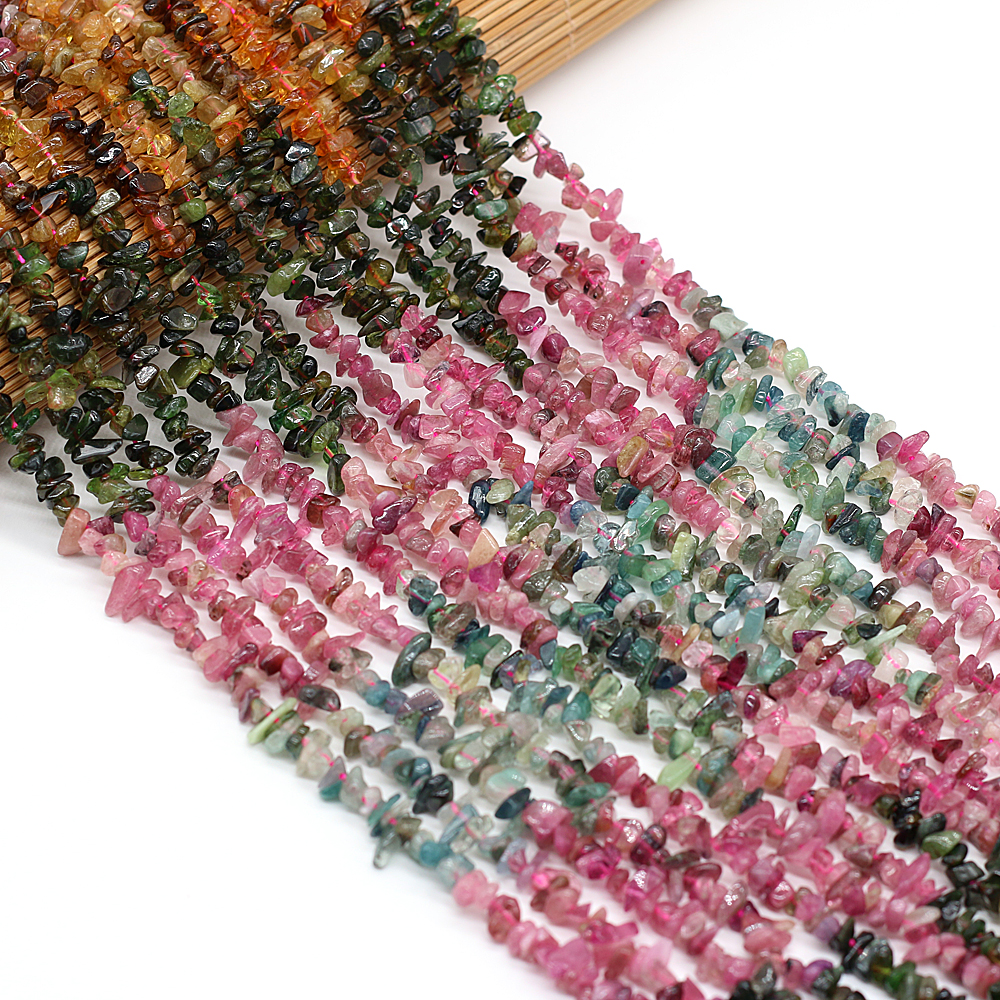Natural Stone Beads Irregular Rainbow Tourmalines Crystal Gravel Beaded For Jewelry Making DIY Bracelet Necklace Accessories