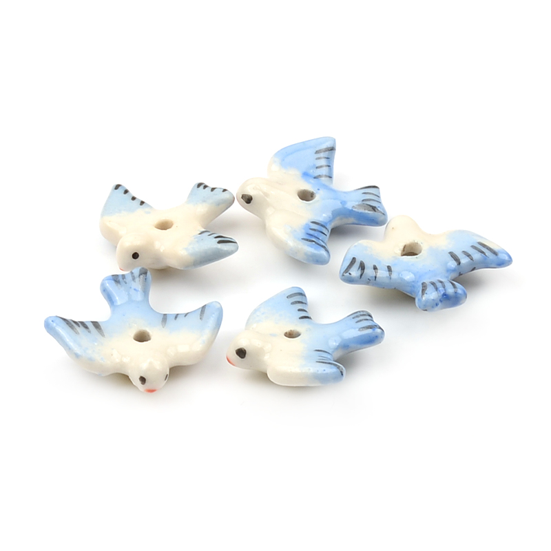 20x22mm Cute Hand Painted Swallow Shape Ceramic Beads DIY Animal Loose Beads For Jewelry Making Bracelet Earring Accessories