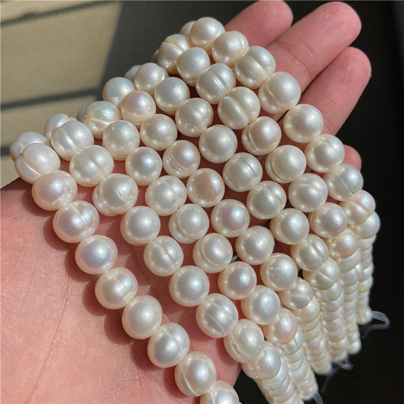 8-12mm Big Natural Pearl AA Real Freshwater Pearl Beads Potato Round Pearl Beads For DIY Bracelet Necklace Jewelry Making 14"