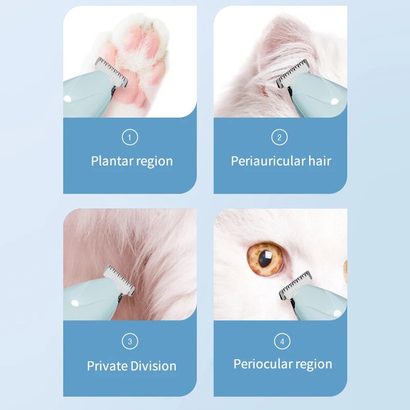 Pet Electric Push Clippers with Led Lights Foot Hair Trimmer Professional Dog and Cat Care Supplies Usb Rechargeable Shaver