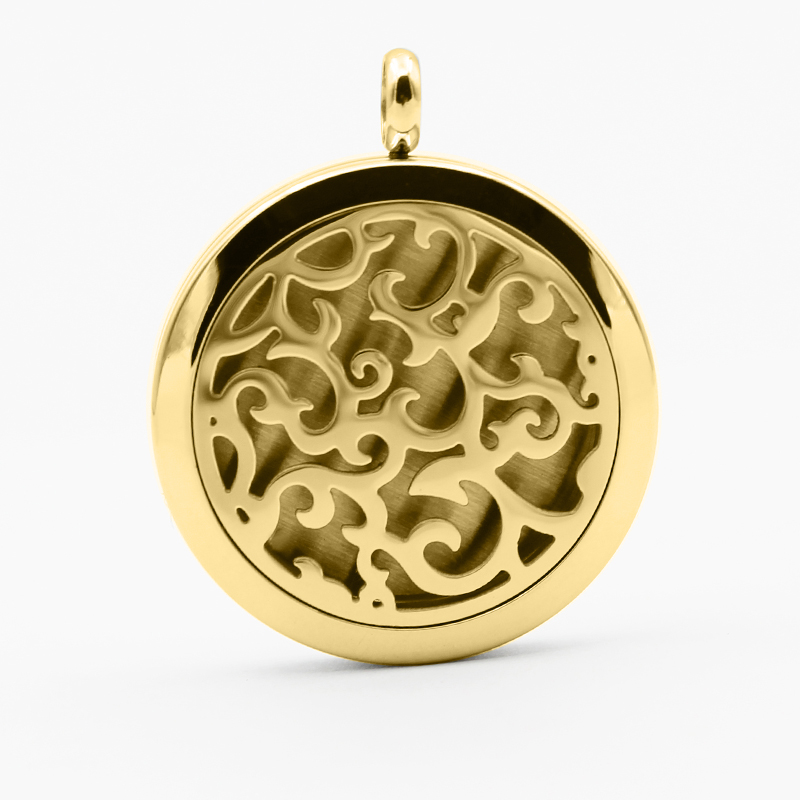 Hollow Aromatherapy Diffuser Locket Necklace Round Essential Oil Aromatherapy Locket Refill Pads Perfume Locket Necklace
