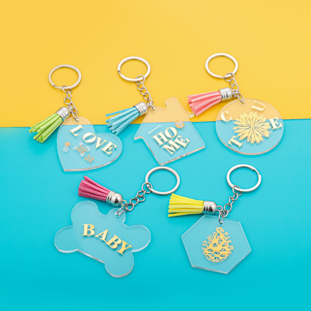 10Pcs/Lot Round Acrylic Clear Circle Discs Heart Shape Acrylic Blank Keychain Pendants for DIY Jewelry Making Accessories
