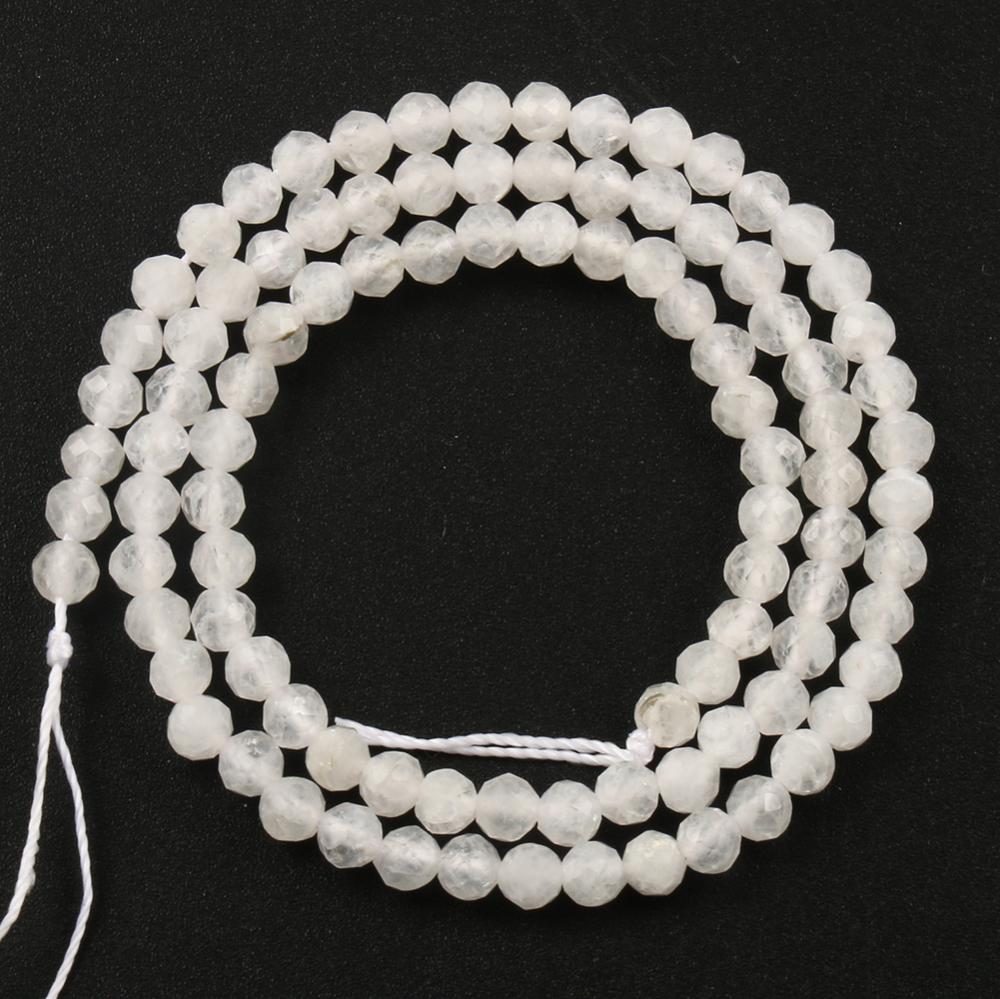 Natural Round Faceted Moonstone 2/3/4mm Loose Rondelle Stone Small Beads For Jewelry Making Diy Needlework Bracelet Necklace 15"