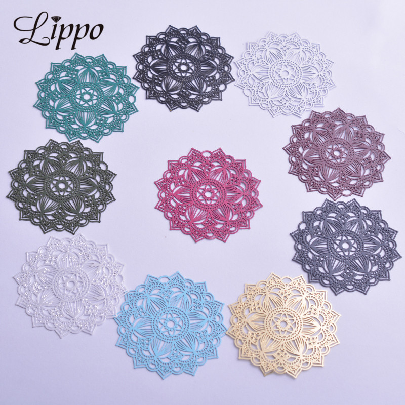 30pcs AB6414 40mm Filigree Mandala Shape Charms Earring Connector Metal Brass Thin Pendant DIY Jewelry Earring Making