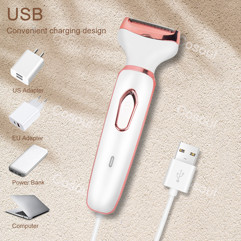 4 in 1 Electric Razor Women Lady Shaver Body Hair Trimmer for Armpit Bikini Arm Leg Face Mustache Portable Painless F624-35