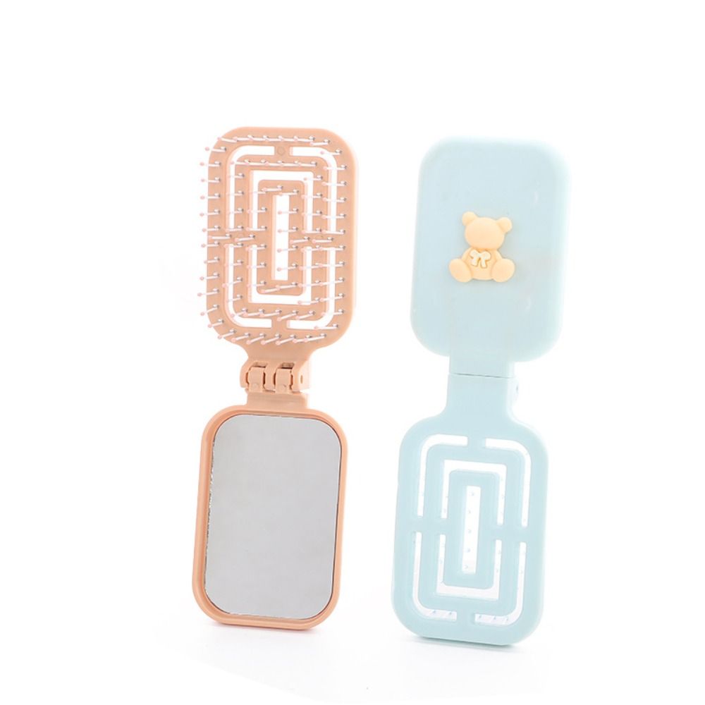Ins Adorable Mini Massage Comb Practical Foldable Hair Styling Tools Multifunctional Portable Cosmetic Mirror