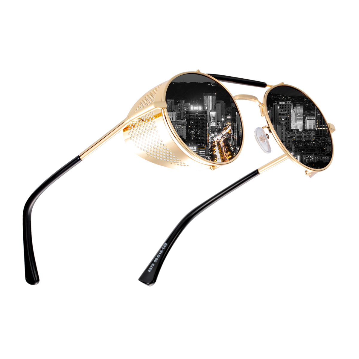 BARCUR Vintage Retro Round Polarized Steampunk Sunglasses Men Sun Glasses For Women Style UV400 Protection