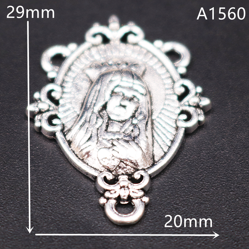 20pcs Mix Silver Plated Catholic Virgin Mary Three-Hole Connector DIY Charm Prayer Rosary Necklace Jewelry Crafts Making P753