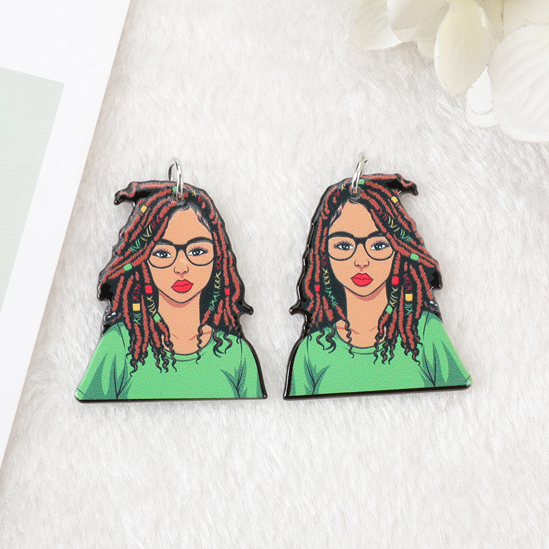 10Pcs Black Women Queen Charms Braids Dreads Hairstyle Color Classy Diva Lady Acrylic Jewlery Findings For Earring Necklace Diy