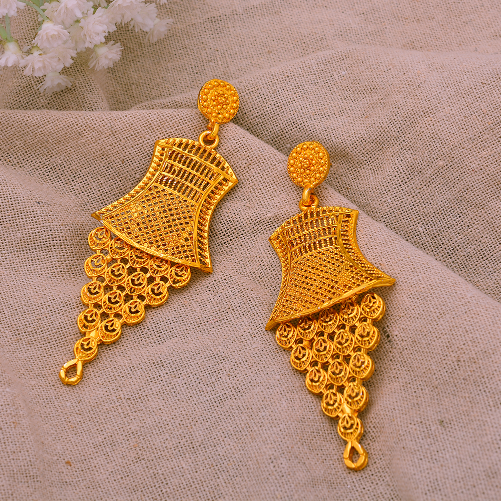 Ethiopian Gold Color Earrings For Women Girls African Ethnic Earring Mom Wedding Jewerlry Gifts