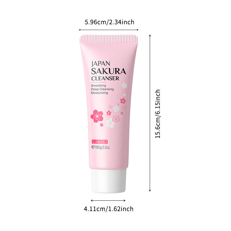 LAlKOU Japan Sakura Gentle Cleansing Facial Cleanser Shrink Pores Deep Clean Oil Control Moisturizing Skin Care 100ML