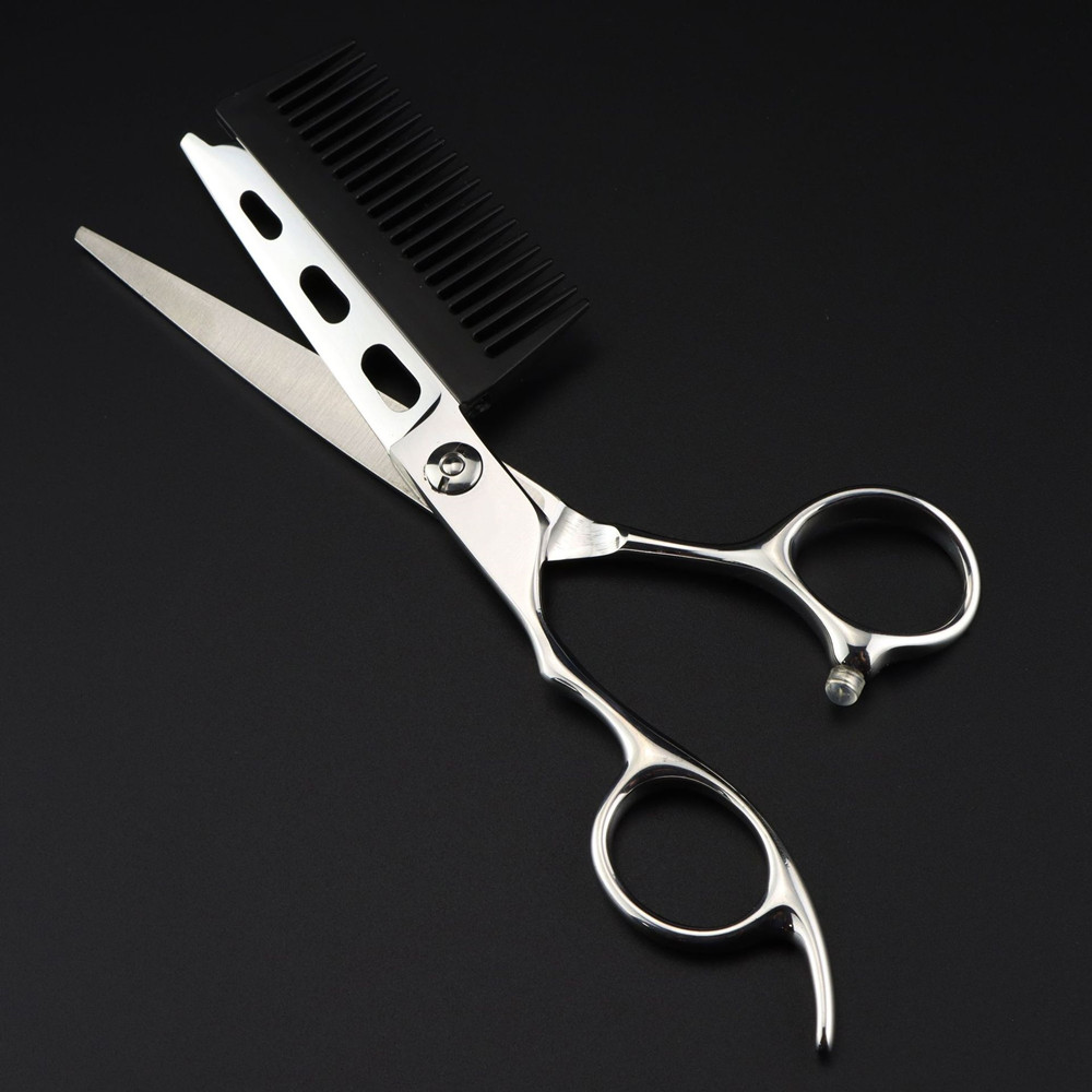 Professional JP440c 6 '' Left handed Silver 2 in 1 hair scissors with comb haircut barber cutting shears hairdressing scissors