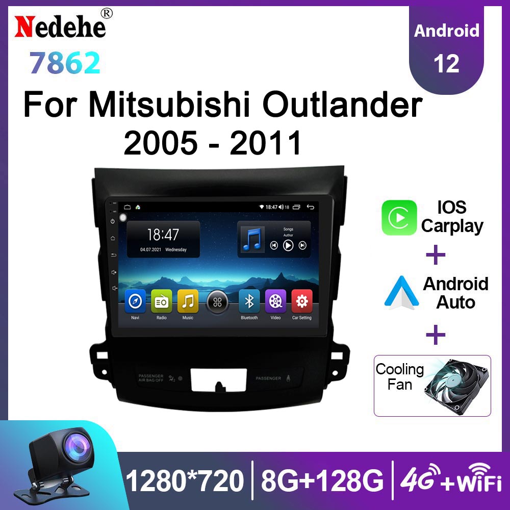 8G 128G Car Radio Android Carplay For Mitsubishi Outlander xl 2005 -2011 Multimedia Player GPS 2din Stereo Head Unit QLED Screen