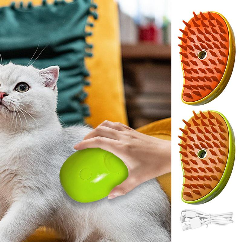 3-in-1 Electric Dog Brush Spray USB Rechargeable Pet Hair Grooming Combs With Mist Mango Shape Comb For Grooming