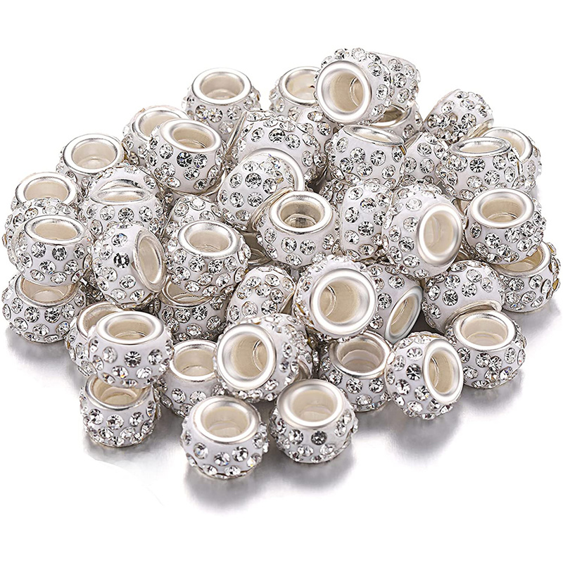 20Pcs Lot Large Hole Beads European Style Colorful Glass Spacer Beads Rhinestone Craft Beads for DIY Bracelet Jewelry Necklaces