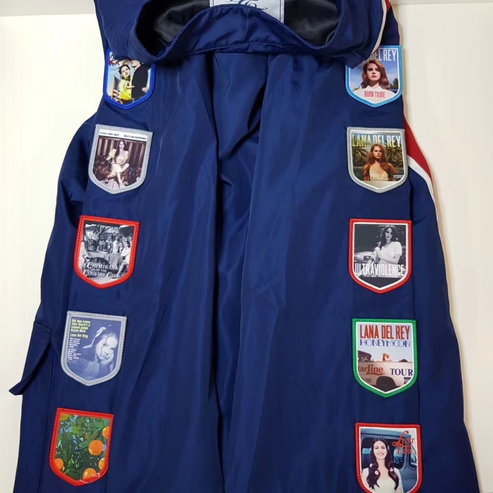 2024 New Lana Del Rey Embroidered Patch Racing Jacket Commemorative LDR Navy Blue Men's & Women's Racing Jacket T-Shirt Clothing