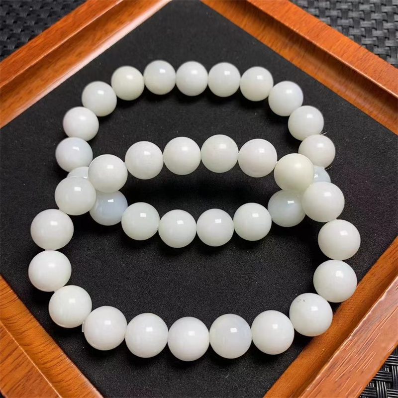 10mm Natural white opal Bracelet Crystal Smooth Round Beads For Jewelry Making Healing Holiday Gift 1PCS