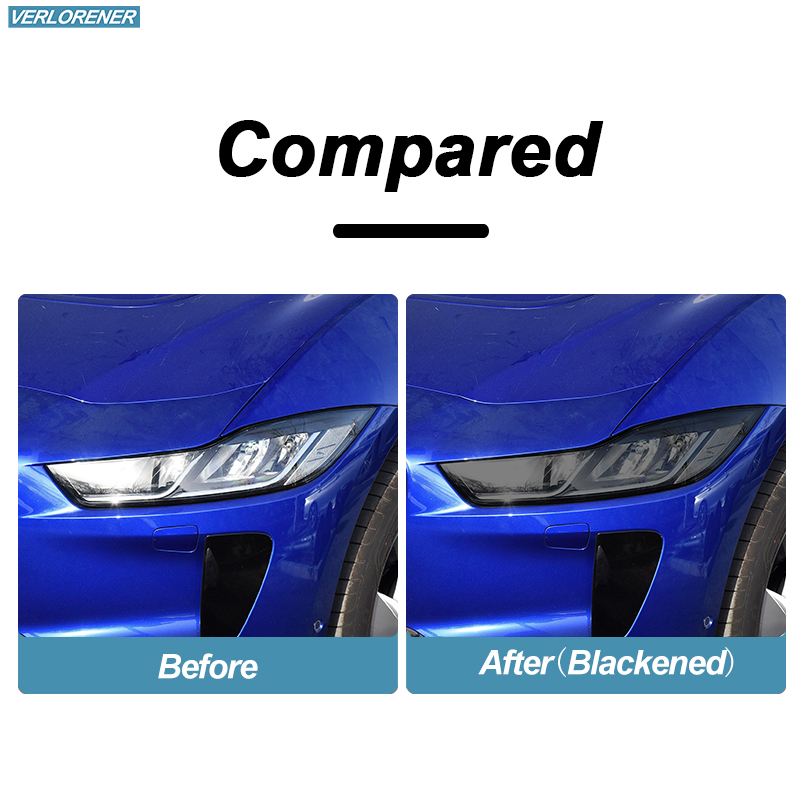 2 Pcs Car Headlight Protective Film Smoked Black Tint Wrap Vinyl Transparent TPU Sticker For Jaguar I Pace 2019 2020 2021
