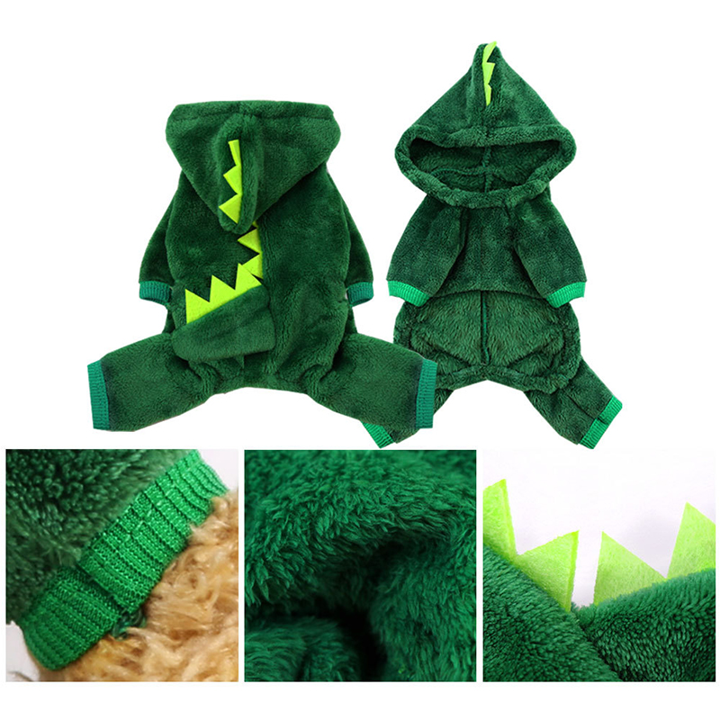 Pet Cat Dog Halloween Dog Clothes for Small Dogs Funny Dinosaur Cosplay Costume Winter Warm Cat Coat Fleece Hoodies Sweater
