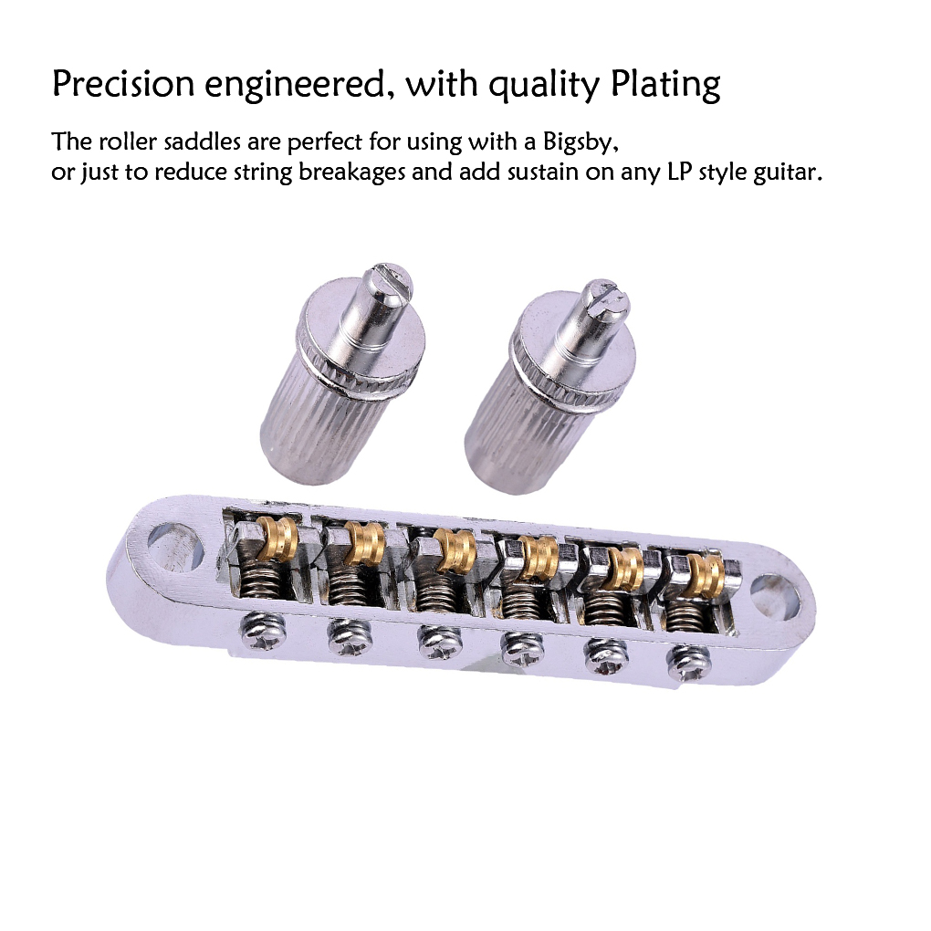 Roller Saddle Bridge Adjustable Bridges Accessories with Post Hole Set Lock Tailpiece for Electric Guitars Musical Instrument