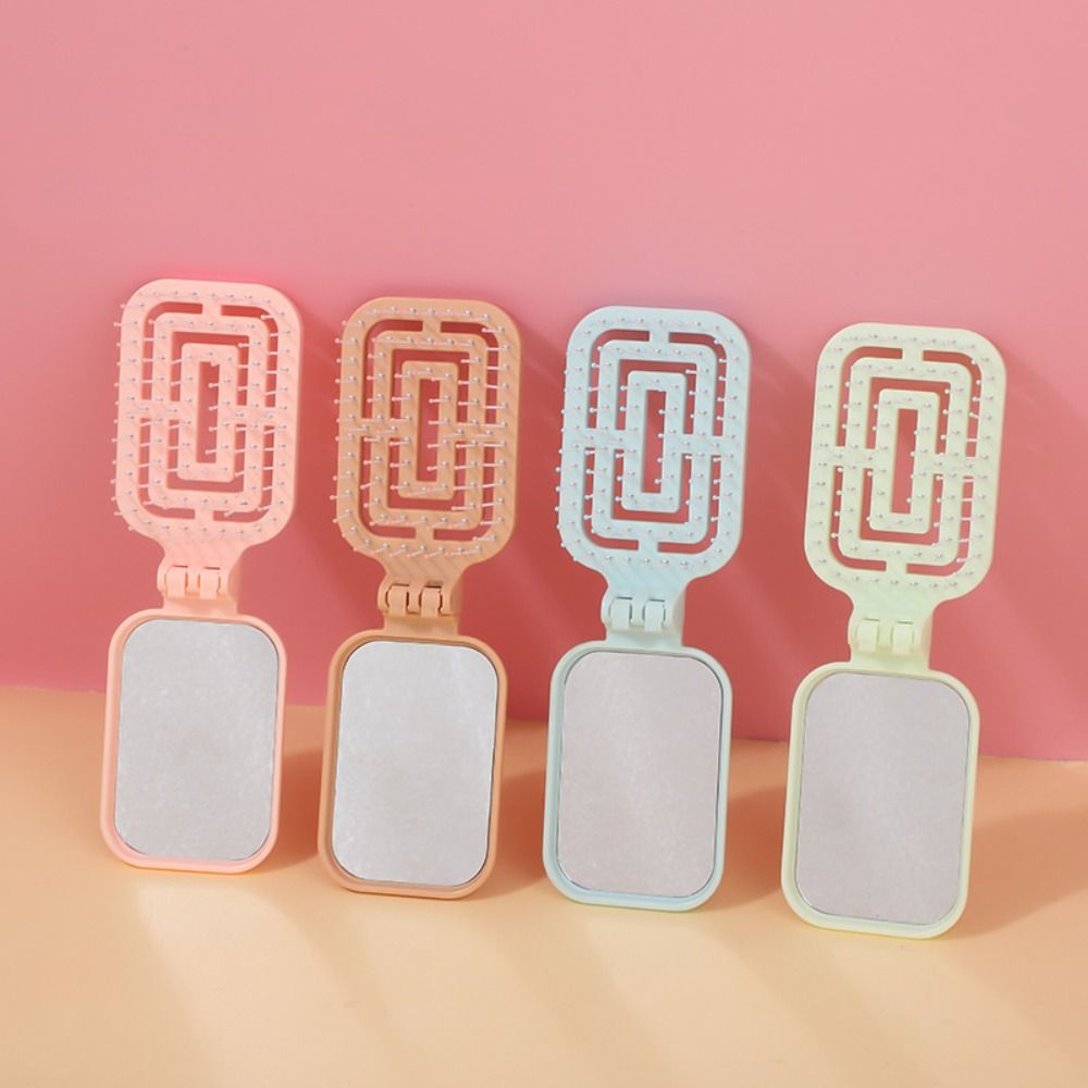 Ins Adorable Mini Massage Comb Practical Foldable Hair Styling Tools Multifunctional Portable Cosmetic Mirror