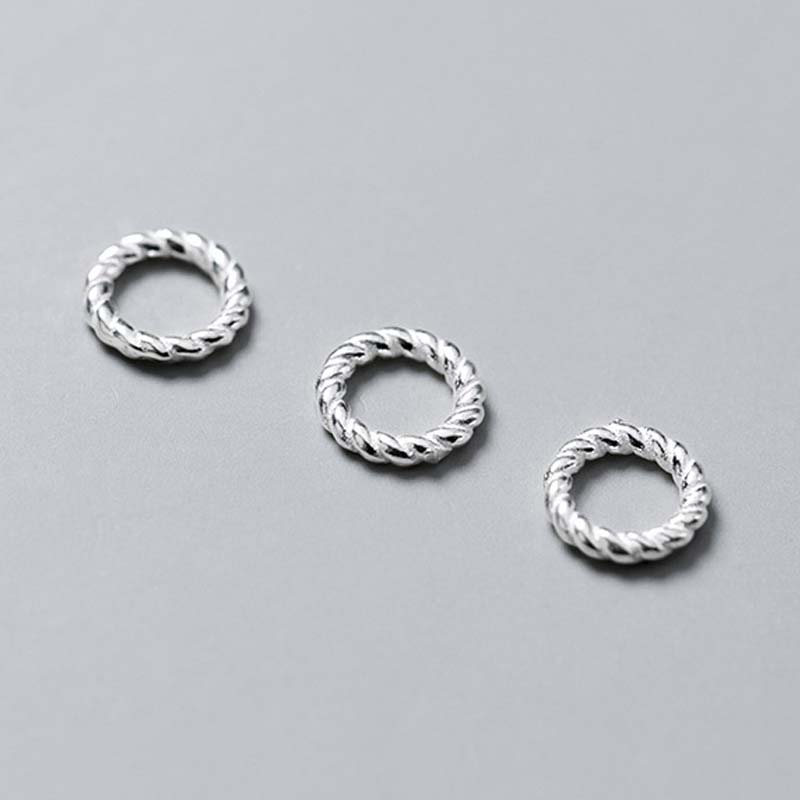 Genuine Real Pure Solid 925 Sterling Silver Close Jump Rings Twisted Line Split Ring Connector Jewelry Making Findings
