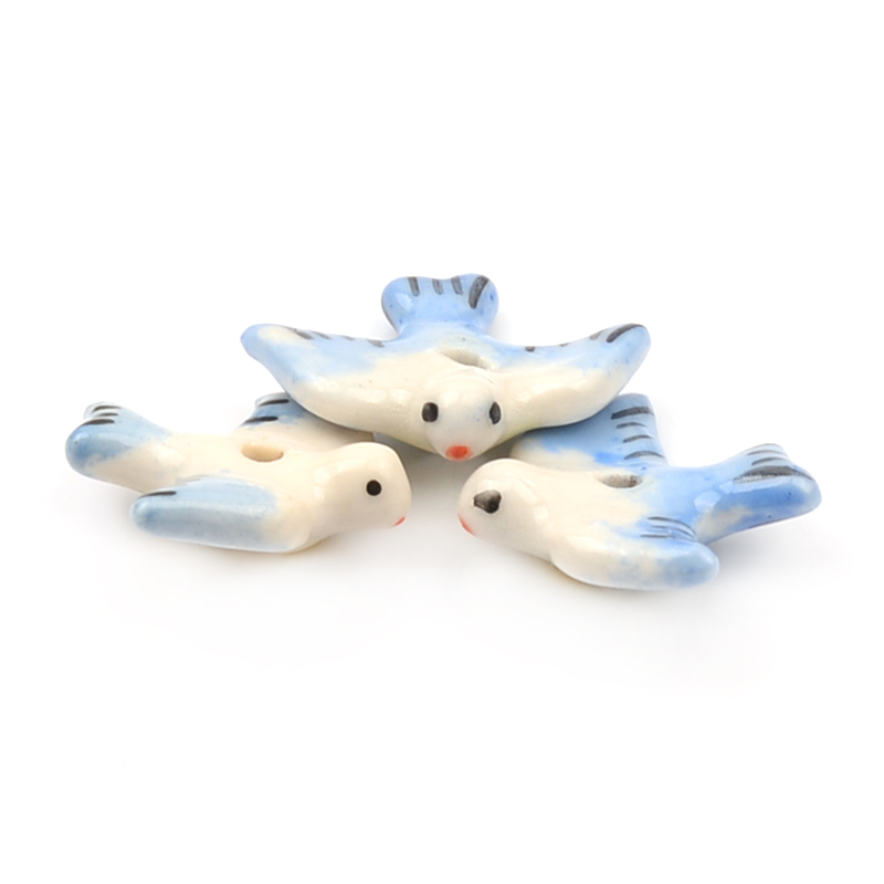 20x22mm Cute Hand Painted Swallow Shape Ceramic Beads DIY Animal Loose Beads For Jewelry Making Bracelet Earring Accessories